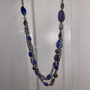 Elegant Blue and Silver Multi-Stone Necklace